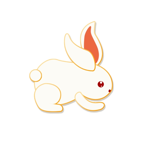 一只白色灵动的小兔子卡通元素