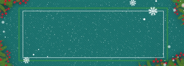 圣诞雪花线框绿色背景Banner