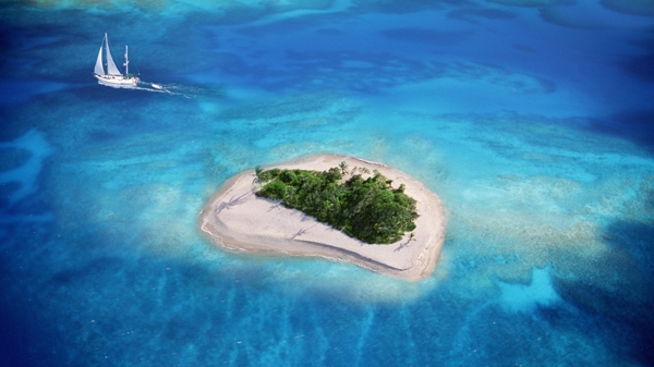海中美丽的小岛高清背景图