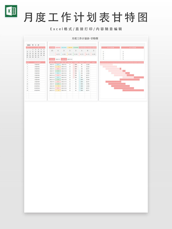 月度工作计划表甘特图