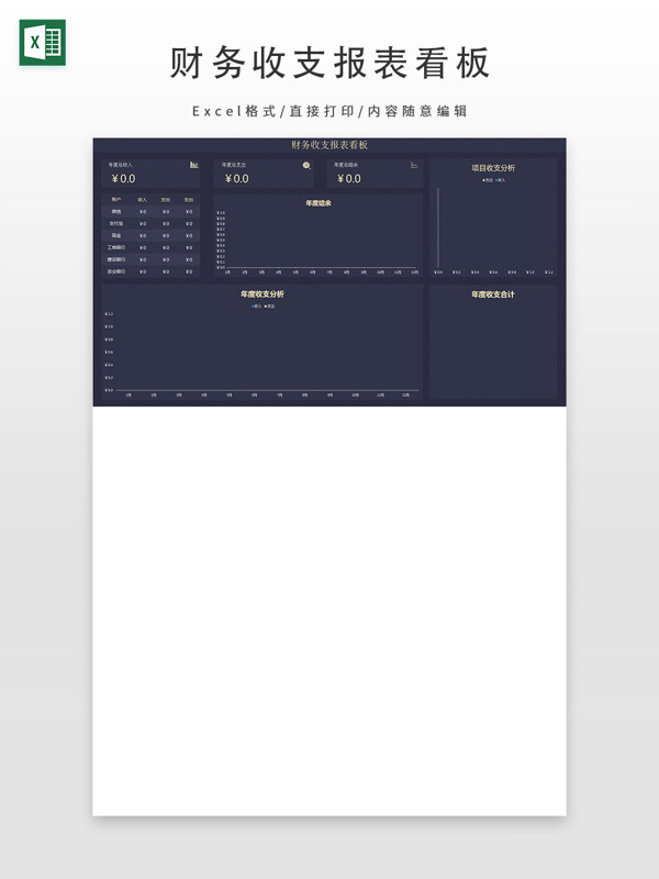 财务收支报表看板
