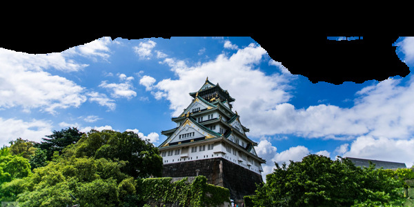 清新白云实景日本旅游装饰元素